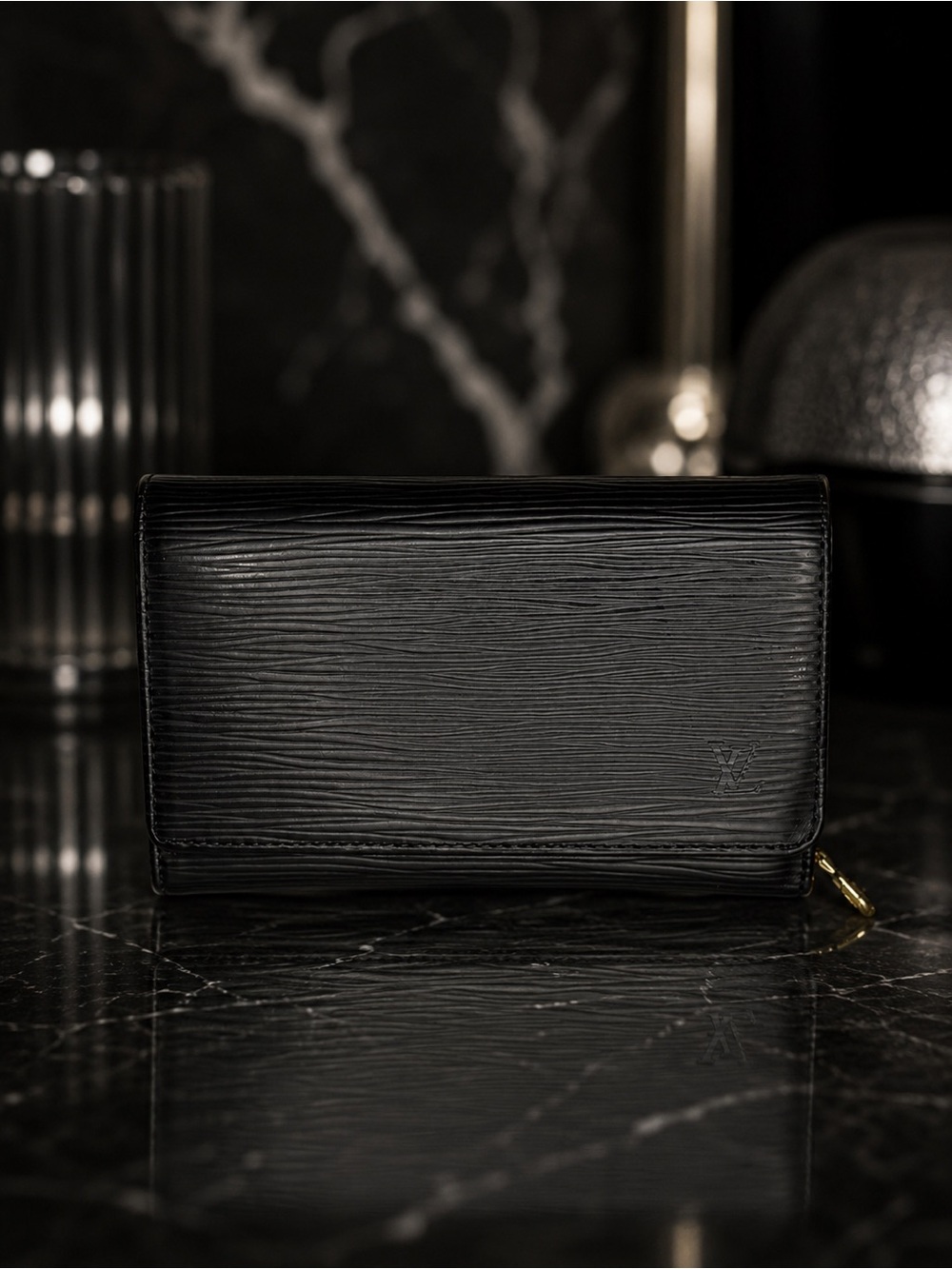 Louis Vuitton Black Epi Tressor Wallet | LV Vintage Long Wallet | Made in France